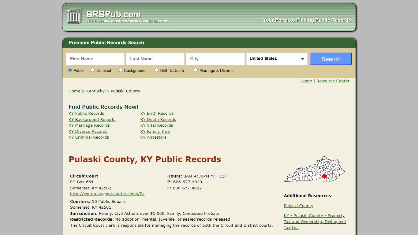 Pulaski County Public Records | Search Kentucky Government ...